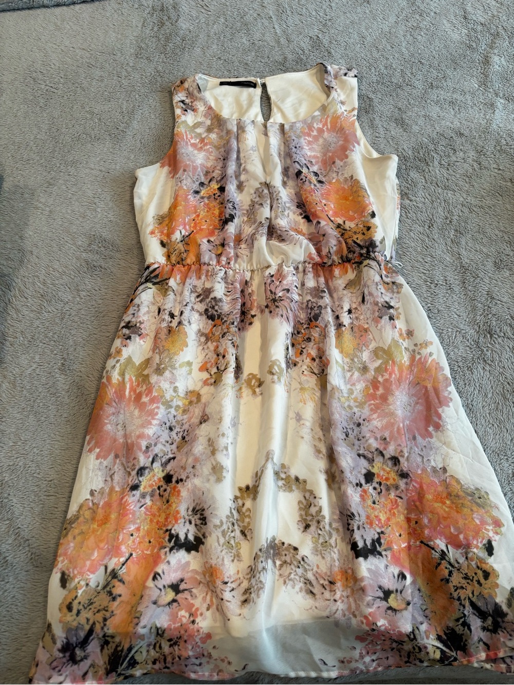 Maurice’s Floral Print Sleeveless Dress in Cream and Peach